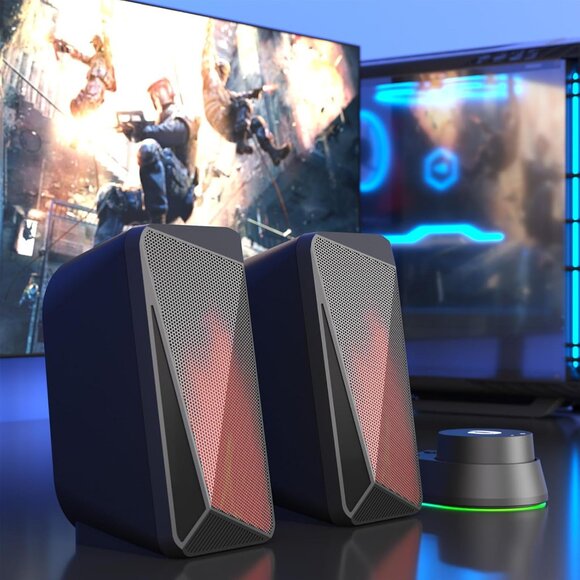 "JEECOO M40" Bluetooth Gaming Computer Speakers w/ 3.5mm AUX for Laptops&Tablets - Picture 6 of 16